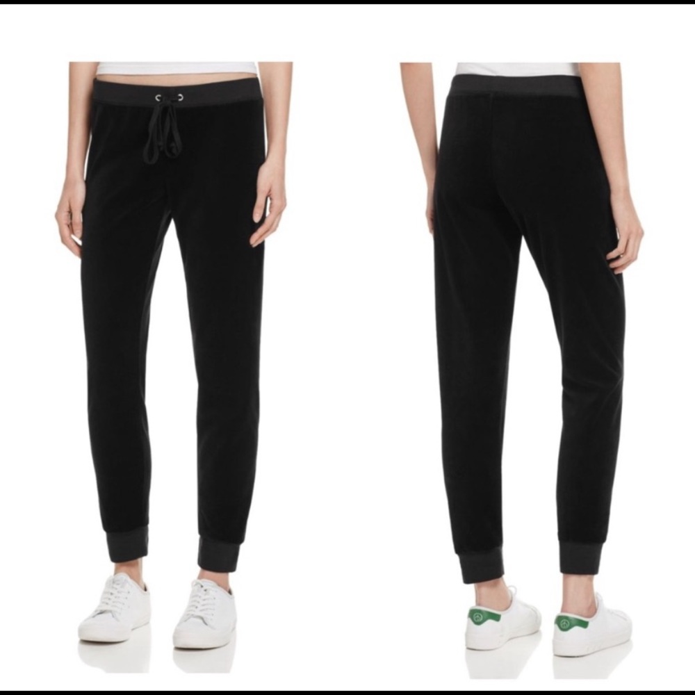 Black Cropped Juicy Couture Velvet Joggers